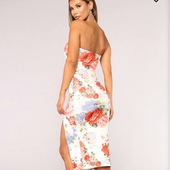 Floral Strapless Dress - Picture 1 of 6